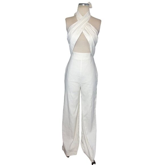 Milly Eda Linen Jumpsuit in White 2 New Womens Dressy Outfit - Picture 4 of 12